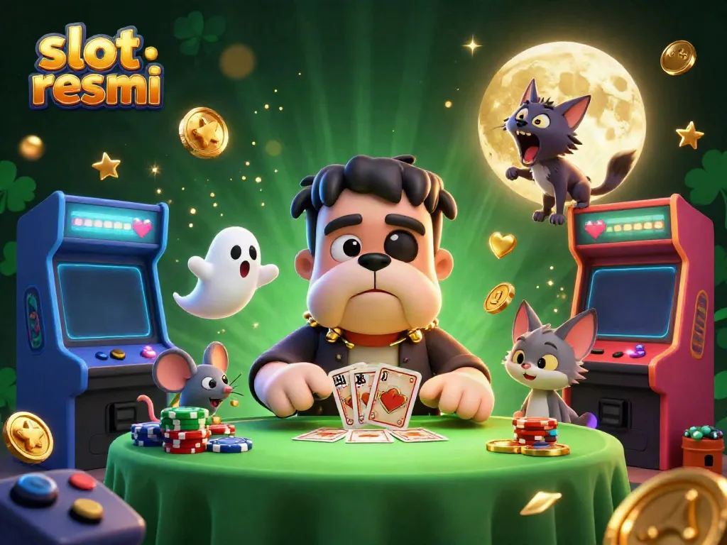 Experience thrilling wins at slot resmi with cartoon characters in an exciting casino scene.