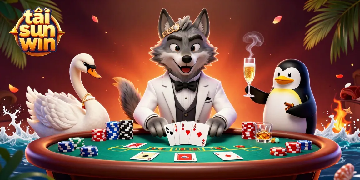 Experience the thrill of gameplay with tải sun win at a glamorous casino scene featuring playful characters.